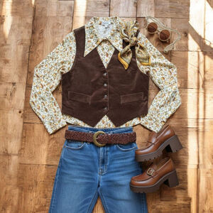 Vintage 1970s Brown Velvet Alco Womens Vest